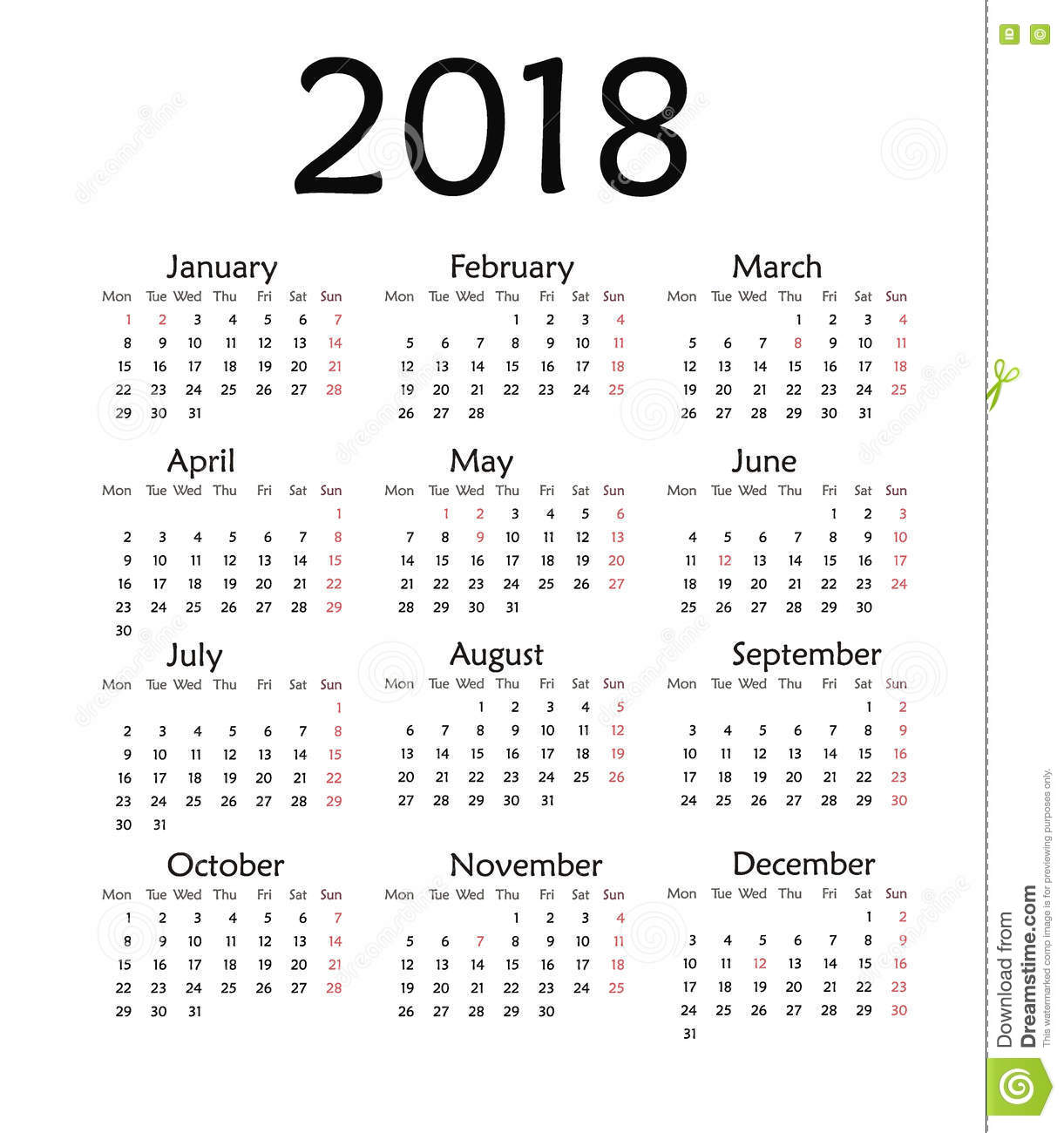 2018 calendar free download